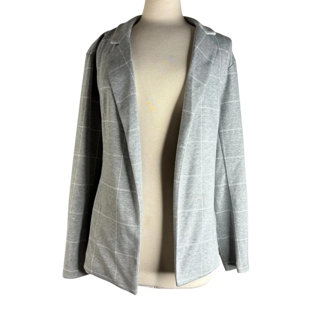 New C Est 1946 Womens Grey / White Window Pane Light Weight Jacket Size Large